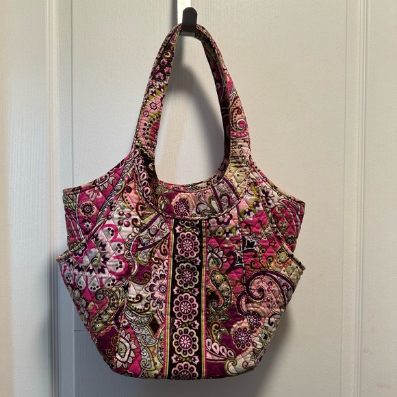 Vera Bradley Handbags - Vera Bradley Very Berry Tote Bag Purse Fuchsia Pink Brown Purple Paisley